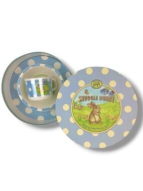 Michel Design Works Snuggle Bunny Baby 1st Plate Set Vintage 1996 Boxed Sealed
